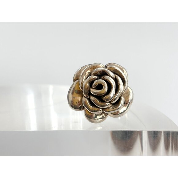 Thai Made RARE Blooming Rose Floral 925 Sterling Silver Vintage Ring - sz 7 - Picture 14 of 14